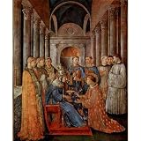 Fra Angelico (Fresco cycle on the life of Saint Stephen and Lawrence, Scene: Consecration of St. Lawrence to the deacon - 11x17