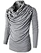 H2H Mens Unique Slim fit Fashionable Designed Shirring Long Sleeve T-shirts GRAY US L/Asia XL (KMTTL0252)