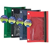 Bazic 3-Ring Pencil Pouch with a Mesh Window, Colors May Vary (803)