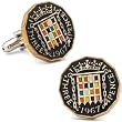 Hand Painted Authentic Three Pence Coin Cufflinks