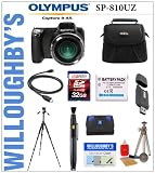 Olympus SP-810UZ 14 MP 36X Optical Zoom 24MM Ultre Wide-Angle Lens + LEXSpeed 32GB SDHC Memory Card + Spare Lithium-Ion Battery LI-50B + Deluxe Digital SLR Camera Bag + Full Size Tripod & Much More! Willoughby's Est. 1898 Deluxe Point and Shoot Bundle