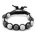 Shamballa Bracelet Mens Ladies Unisex Hip Hop Style Pave Eleven Crystal Black and White Disco Ball Bead Unisex Adjustable