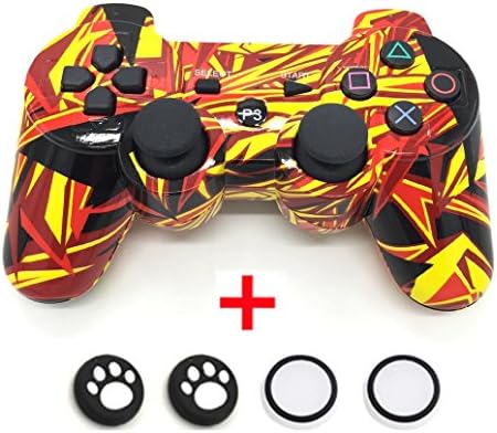 Bluetooth Wireless Dualshock Remote Gaming PS3 Controller Gamepads Consoles Joypad Joystick with 6-Axis And Double Vibration (Cartoon-Yellow)