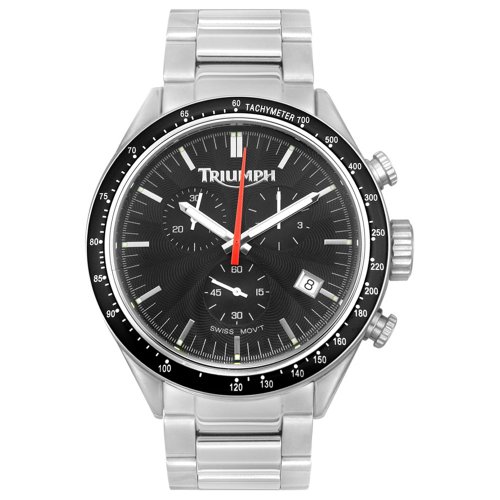 Triumph Gents Oversize Steel Chronograph Bracelet Watch With Black Dial
