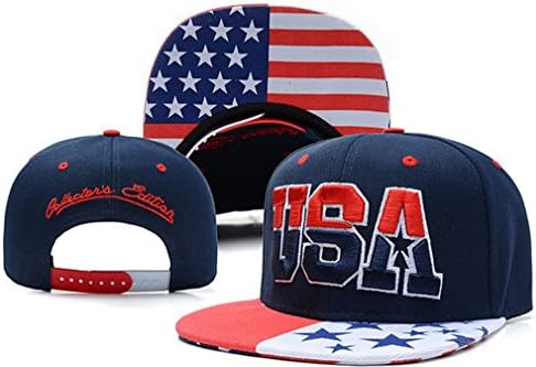 Yaslnn USA American Flag Snapback Cap Adjustable United States New Baseball Cap Hat Navy