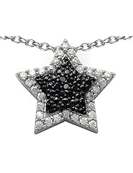 Original Star K (tm) Round Black and White Cubic Zirconia Star Pendant in 925 Sterling Silver