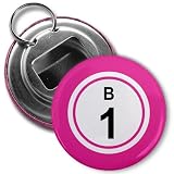 Creative Clam Bingo Ball B1 One Pink 2.25 Inch Button Style Bottle Opener With Key Ring