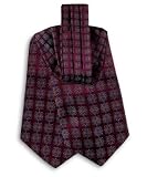 ASC-5323 - Burgundy - Blue - Gold - Mens Woven Silk Ascot