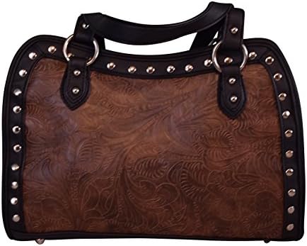 Womens Concealed Carry Purse with Western Embossed Faux Leather and Studded Accents