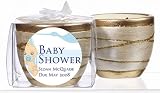 Baby Keepsake: Blue Stork Theme Personalized Elegant Scented Pottery Votive Candles - (Set of 24)