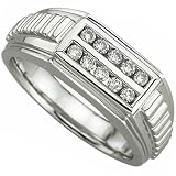 0.33 Ct.T.W. Round Brilliant Cut Diamonds, 14Kt. White Gold. Men's Diamond Ring