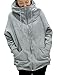 Allegra K Winter Women Full Zip Hoodie Varsity Hoody Hooded Coat Light Grey XL