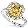 One of a Kind 3 1/3ct TW Certified Fancy Yellow Diamond Engagement Ring in 14k Gold