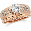 14K Rose Gold Diamond Wedding Set Semimount - CENTER STONE NOT INCLUDED - 0.37 Ct.