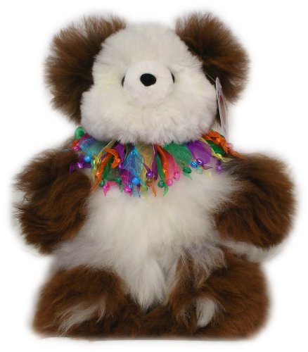 51UIT2zP FL Alpaca Bear. Genuine Multi Colored Alpaca Teddy Bear With Multi Colored Bells Collar. 14 Inches high.