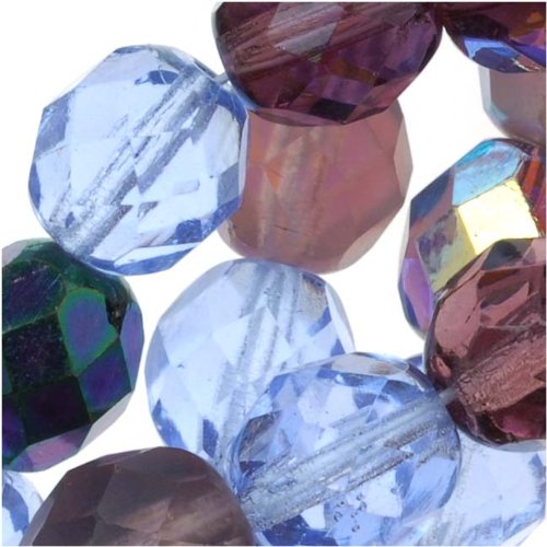 Czech Fire Polish Glass Beads 8mm Round LILAC Mix (50 Beads)