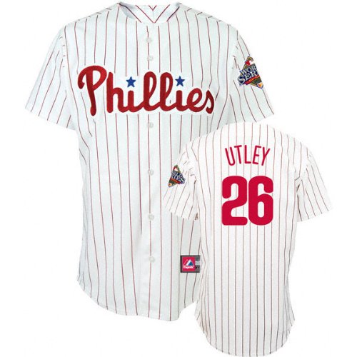Chase Utley Majestic 2008 World Series Home Pinstripe Replica Philadelphia Phillies Jersey