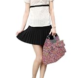 Allegra K Ladies Elastic Waist Pleated Autumn Winter Mini Skirt Black S