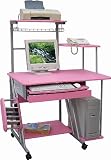 Pink Home Computer Desk with Pullout Keyboard Platform and CD Storage [HR-RS-8301B-PINK-GG]