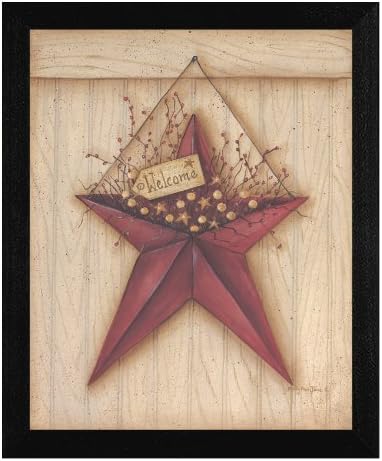 Trendy Decor 4 U Mary268 Welcome Barn Star, Rustic Framed Print by Mary June, 11x14 Inches