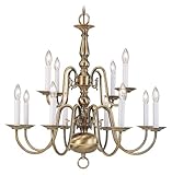 IMAGE OF Livex Lighting 5012-01 Williamsburg 12 Light Two Tier (8+4) Antique Brass Chandelier