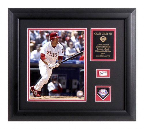 Buy Chase Utley Philadelphia Phillies Framed 8x10 Photograph with Game-Used Baseball Piece &... by Mounted Memories