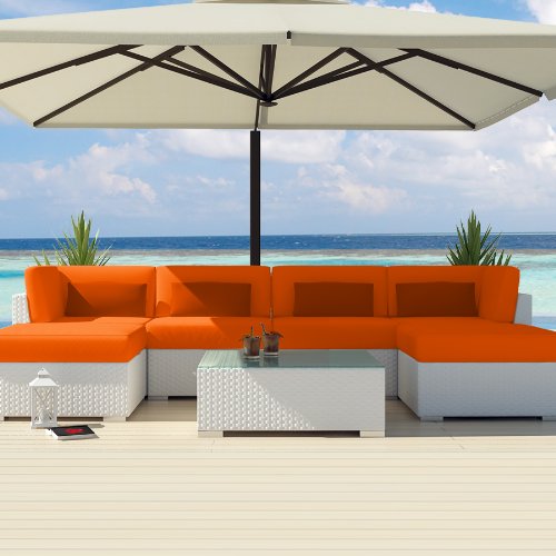 Buy Uduka Outdoor Sectional Patio Furniture White Wicker Sofa Set Diani