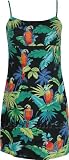 Empire Mini Sundress - Women's Jungle Parrots Spaghetti Strap Hawaiian Aloha Form Fitting Sun Dress