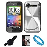 Silver Metallic Cosmo Wave Design Protective Snap-On Case Cover for HTC Dro ....