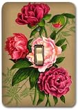 Red Rose Flower Floral Metal Light Switch Plate Cover Kitchen Home Decor 619