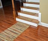 Dean Premium Carpet Stair Treads - Striation Stripes Beige 26 x 9 (Set of 13) Plus a 5' Runner