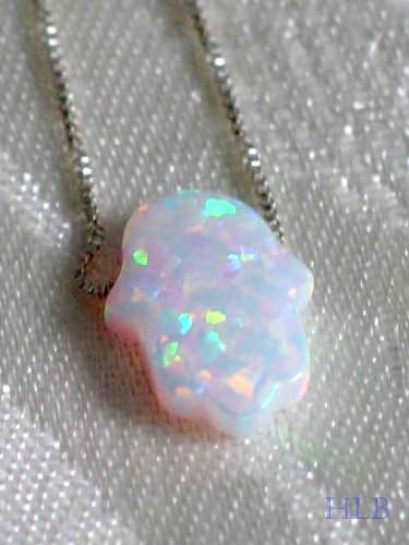 White Opal Hamsa Necklace + 925 BOX Silver Chain 14 MM - .56 Inch