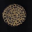 Navy & Yellow Varigated Crocheted Hair Bun Cover- LARGE