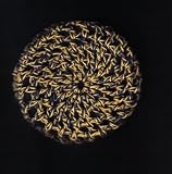 Navy & Yellow Varigated Crocheted Hair Bun Cover- MEDIUM