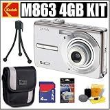 Kodak Easyshare M863 8.2MP Digital Camera (Silver) + 4GB Accessoy Kit