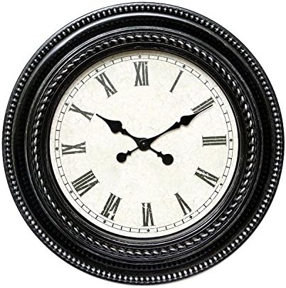 Daao Round Wall Clock, Living Room, Quiet Wall Clocks, 20 Inch , Black