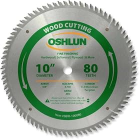 Oshlun SBW-100080 10-Inch 80 Tooth ATB Fine Finishing Saw Blade with 5 8-Inch Arbor by Oshlun