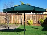10 Foot Green Market Umbrella Large, Tilt and Crank Features,