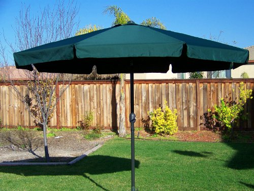 10 Foot Green Market Umbrella Large, Tilt and Crank Features, Awning Brand New. With Flap.