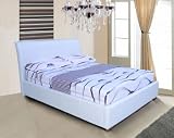 Leather Ottoman 4’6 Double bed – White