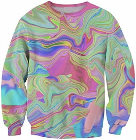 TINGHON Unisex Psychedelic Color Funny 3D Sweatshirt Hoodies (XL, Psychedelic Color)