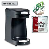 Hamilton Beach HDC200B Commercial 1 Cup Brewer - Black (includes 50 Colombia Supremo Pods)