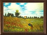 Art Reproduction Oil Painting - Monet Paintings: Poppy Field in Argenteuil - Pre-Framed - Extra Large 36 X 48 - Hand Painted Canvas Art