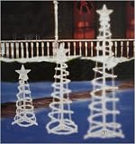 Set of 3 Lighted Spiral Christmas Trees Yard Art Decorations