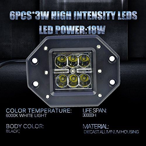 ZHEXUAN 18W 12V 5" Flood Led Work Light Mounting Bracket Light bar Off Road SUV Boat 4x4 Jeep Truck Bumper