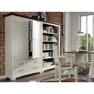 Aktenschrank Arezzo 112x45x190cm Akazie antikweiß Massivholz Schrank Büroschrank