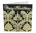 Paperchase Pack Of 8 Christmas Cards. Gold Damask Design