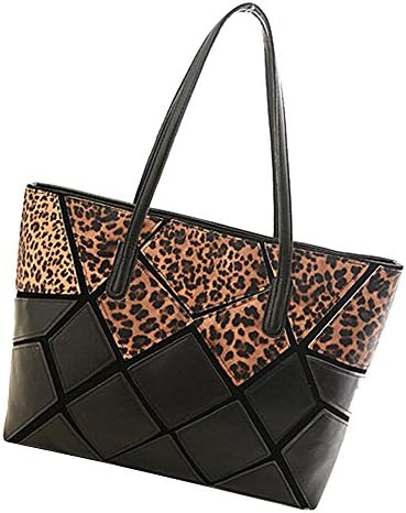 Egelbel Women Classic Leopard Splicing Big Capacity Shoulder Bags