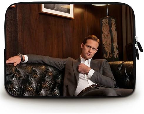 HUADO New Style alexander skarsgard man actor celebrity tuxedo photo shoot interior Laptop Sleeve Portable Laptop Carrying Bag Twin Sides Patterns Waterproof Canvas Fabric Case for 14 14.1 Inch Laptop