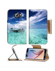 Wireless: MSD Premium Samsung Galaxy S6 Flip Pu Leather Wallet Case IMAGE ID 20083184 fishermen on a canoe in a beautiful lagoon - MS Depot